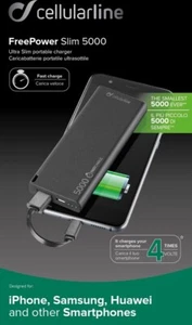 CARICABATTERIA Rapida POWER BANK Originale CELLULARLINE FREEPOWER SLIM 5000 mAh - Foto 1 di 8