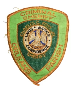 cRIMINAL SHERIFF ORLEANS PARISH VINTAGE VERALTETES TUCH SCHULTERAUFNÄHER neocurio - Bild 1 von 6
