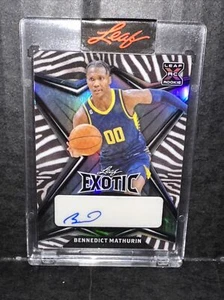 BENNEDICT MATHURIN 2022-23 LEAF EXOTIC XRC BA-BM3 Zebra AUTO RC /9 PACERS - Bild 1 von 15