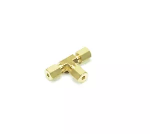 1/8" Tube OD Tee Brass Compression Fitting Plumbing Adapter Water Oil Gas - Picture 1 of 6