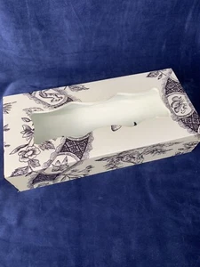 Vintage Tissue Holder Toile Black Cream Wall Mount UNIQUE Rectangular - Picture 1 of 11