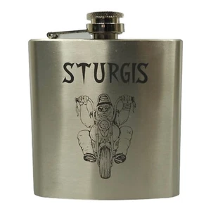 Sturgis Bike Rally Stainless Steel 6 Oz Flask Motorcycle Hog Rider NEW - Picture 1 of 12