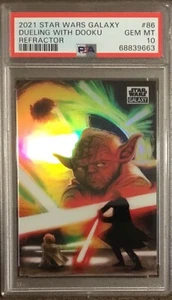 2021 Topps Star Wars Galaxy Chrome DUELING WITH DOOKU #86 Refractor PSA 10 - Picture 1 of 2