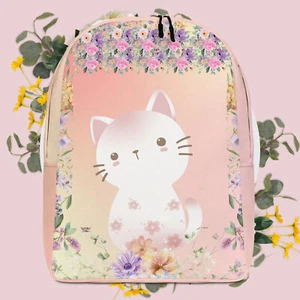 Floral Cat Minimalist Backpack - Picture 1 of 3
