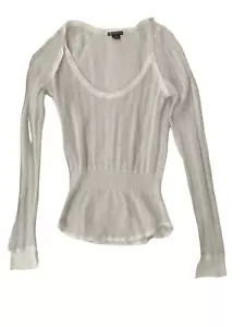 Maglione Donna Armani Exchange Tessuto Bianco Maniche Lunghe Lavorato a Maglia Cinch Vita Pixie - Foto 1 di 10