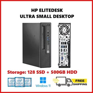 Win 11-HP EliteDesk i7 128 SSD+500GB HDD 16GB RAM UltraPequeño USB3 3xPantalla RÁPIDO - Imagen 1 de 3