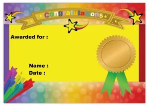 Congratulations Well Done Star School Teacher Childrens Reward Certificates A5 - Picture 1 of 2
