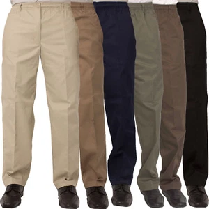 Mens Rugby Trousers Casual Work Pants Smart Elasticated Waist All UK Sizes 30-58 - Picture 1 of 23