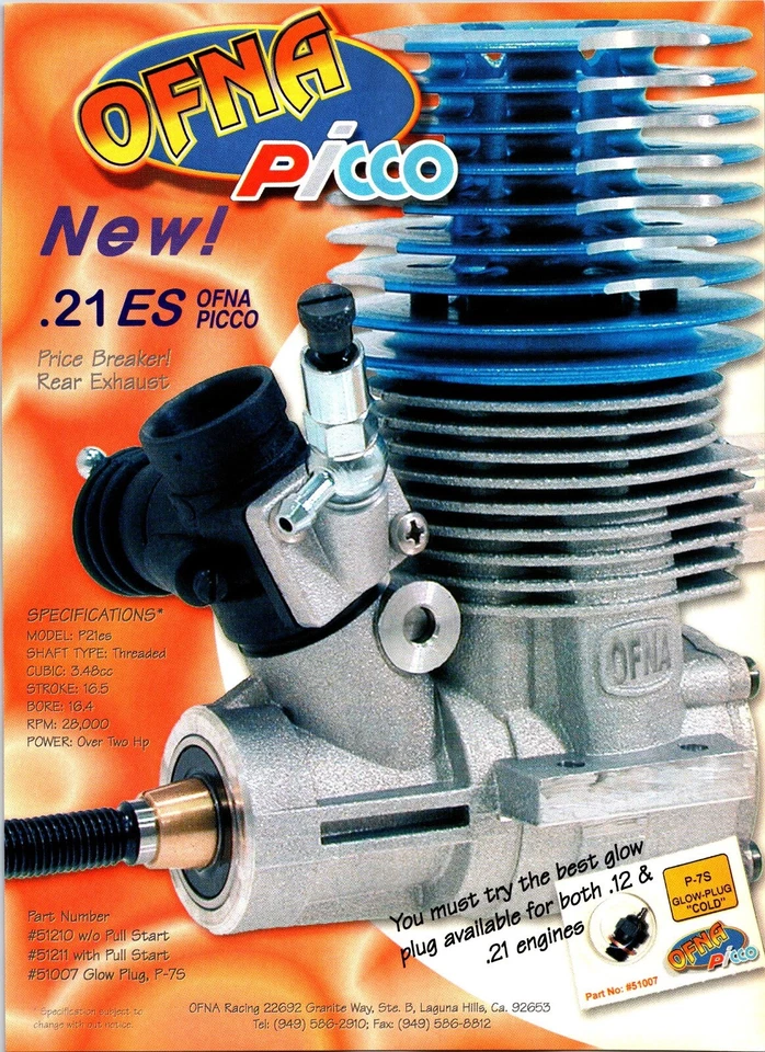 OFNA Picco .21 ES Motor RC Vintage Impresión Anuncio Arte de Pared Decoración Foto 1 de 1