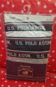 New Pack Of U.S. Polo Assn Boy's Briefs Colors Gray, Blue, & White Size:8/10 - Picture 1 of 6