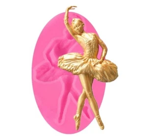 BALLET DANCER SILICONE MOULD-SHINY RESIN/FIMO MOLD-BALLERINA-ICING-CAKE TOPPER - Picture 1 of 3