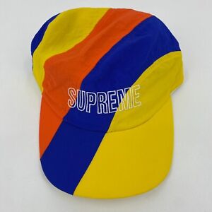 Supreme Strapback Hat Men's One Size Orange Blue Yellow Diagonal Striped SS18