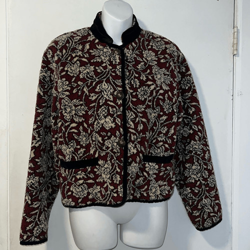 OFF WHITE Giacca VINTAGE TSUNAMI in pile con crop floreale M