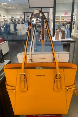 Michael Kors Voyager Grande Cuero Bolso de Mano Cartera Bolso de Hombro Pop Naranja MK Foto 1 de 4
