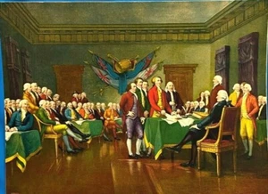 UNTERZEICHNUNG DER UNABHÄNGIGKEITSERKLÄRUNG JOHN TRUMBULL VINTAGE LITHO GH406 - Bild 1 von 6