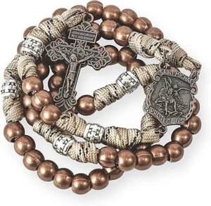 Catholic St. Michael Rosary Necklace 59 Beads Paracord for Travel Unisex - Picture 1 of 7