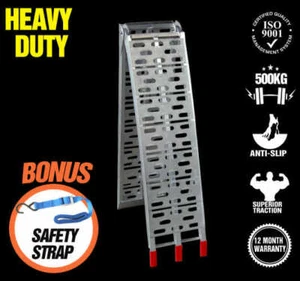 2.3M Aluminium Folding Loading Ramp 500KG ATV Mower Buggy Quad Motorcycle - Picture 1 of 5