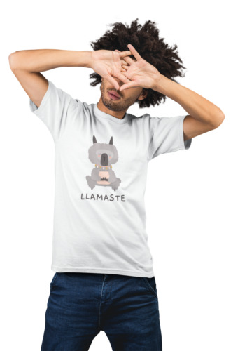 kiMaran Yoga Llama T-Shirt LLAMASTE Relaxed Llama Art Unisex Short Sleeve Tee