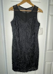 Andrew Mark Mark New York Mujer’s Muestra Talla Vestido recto negro transparente 4 Soutache - Imagen 1 de 8