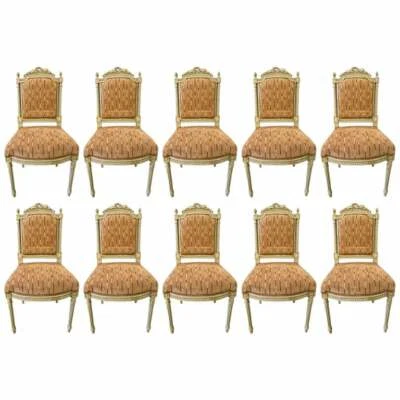 10 sillas laterales/comedor suecas estilo Luis XVI marcos tallados pintados 430-14 Foto 1 de 4