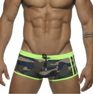 Mens Sexy Camo fluo Briefs Hot Swimming Swim Trunks Shorts SIZE S M L XL - Picture 1 of 3