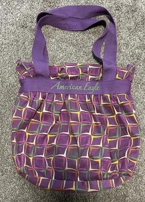 Bolso de hombro vintage American Eagle púrpura a cuadros Foto 1 de 2