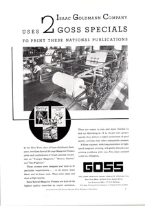 GOSS Sonderzeitschrift Druckmaschinen 1932 Printanzeige - Bild 1 von 1