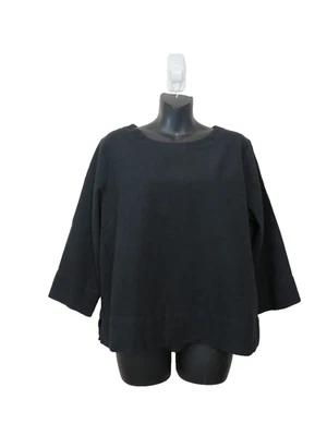 Lo último Algodón Talla Mediana Manga 3/4 Top Negro Pullover Básico Informal Foto 1 de 4