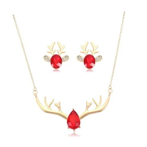 Christmas Earrings Necklace for Women Festive Cute Reindeer Pendant Choker Rh... - Picture 1 of 7