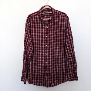CHAPS Mens Button Down Shirt Size XL Red Plaid Flannel Preppy Classic Casual - Picture 1 of 6