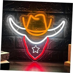 Cowboy Hat Neon Sign, Handmade LED Neon Light with Dimmable Switch for Man - Picture 1 of 8