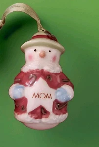 Ceramic Hanging "MOM" Snowman Ornament - Picture 1 of 8