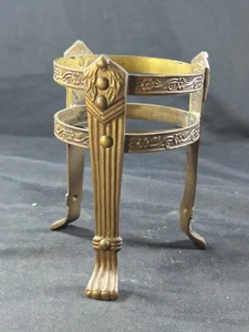 Vintage Art Deco Ständer / Kerze, Kugel, Ornamenthalter aus unpoliertem Messing mit Patina - Bild 1 von 12