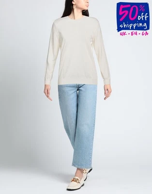 RRP €790 JIL SANDER Cashmere Jumper DE40 US10 XL Ivory Thin Made in Italy - Image 1 of 4