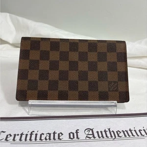 Auténtica cartera Louis Vuitton plegable de lona Damier Ebene con certificado - Imagen 1 de 12