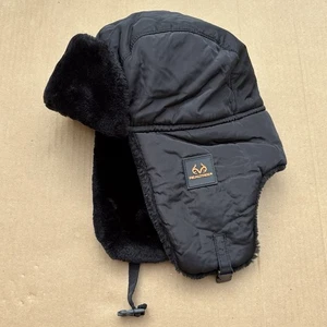Realtree Hunter Trapper Hat Ear Flaps Black/Black Adult - Picture 1 of 9