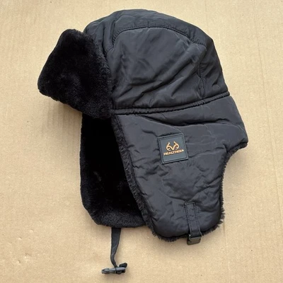Realtree Hunter Trapper Hat Ear Flaps Black/Black Adult - Image 1 of 4
