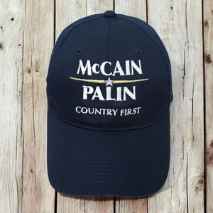 McCain Palin Country First Strapback Cap Trucker Baseball Hat 2008 Campaign Blue - Picture 1 of 14