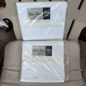 Vintage Cannon Grand Manner Sheets 72x108 Twin NOS Stained Polyester Cotton Bedd - Picture 1 of 5
