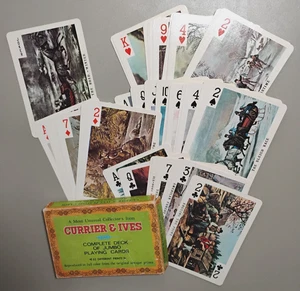 Vintage Jumbo Deck Playing Cards 6"x4" Currier & Ives 52 Different Prints - Picture 1 of 5