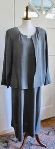 Eileen Fisher langes Kleid & kurze Jacke Gr. L 100% Seide schiefergrau - Bild 1 von 15