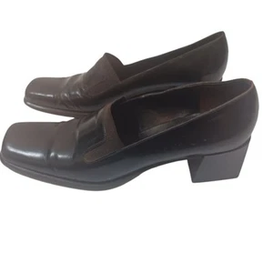 Zapatos Sesto Meucci para mujer 7 estrechos de cuero marrón hechos en italiano tacón bloque - Imagen 1 de 8