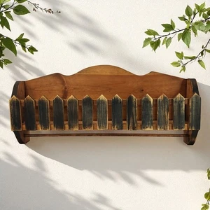 Handmade Wood Rustic Picket Fence Wall Shelf Towel Bar Blue Wash Farmhouse 24" - Picture 1 of 24