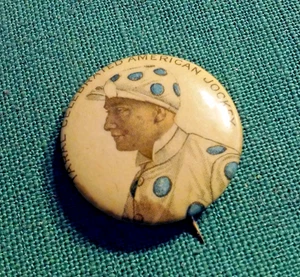Taral Little Jockey c-1890's Metal Pinback Button Pepsin Gum Co Whitehead & Hoag - Picture 1 of 4