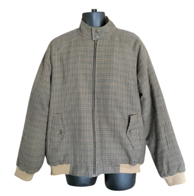 Chaqueta Bomber Vintage T Harris Check Lana Tostada Forrada Satinada Hombres Talla Grande Foto 1 de 4