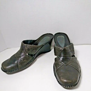 Clarks Artesano Cuero Marrón Puntera Cuadrada Cuñas Zuecos Mulas Zapatos Talla 9M - Imagen 1 de 12
