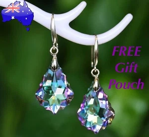 Rainbow Lilac Crystal Teardrop Pear Drop Dangle Silver Earrings Women’s Gift New - Picture 1 of 3
