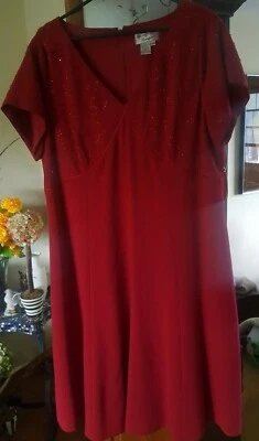 Adrianna Papell Women's Dress Red Size 18W Plus Sheath Foil Lace $219 #274 - Image 1 of 4