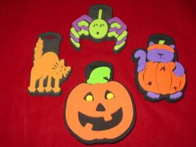 (4) Selos robustos carimbo de borracha HALLOWEEN gatinho aranha abóbora gato em abóbora - Imagem 1 de 2