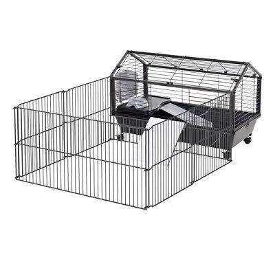 UIRIO Bunny Cage Small Animal House with Run Rabbit Guinea Pig Hamster Indoor Hutch